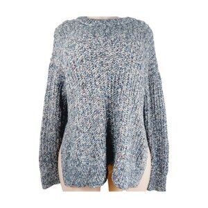 Aerie Women's Gray Cable Knit Wool Thermal Crew Neck Tunic Sweater Size XXS